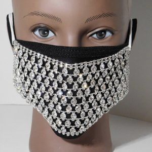 Silver Rhinestone Face Mask Cover/Wedding/Party